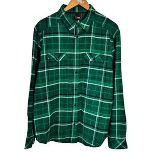 Tony Hawk Grunge Skater Flannel Shirt Men XXL Green Black 100% Cotton Plaid 90s